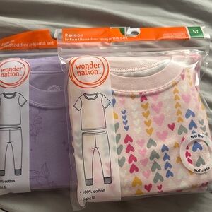 Wonder Nation Toddler Pajama Set - Purple and Multicolor Hearts